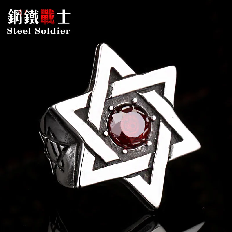 Мужское кольцо из нержавеющей стали star of david ювелирное изделие камня высокого