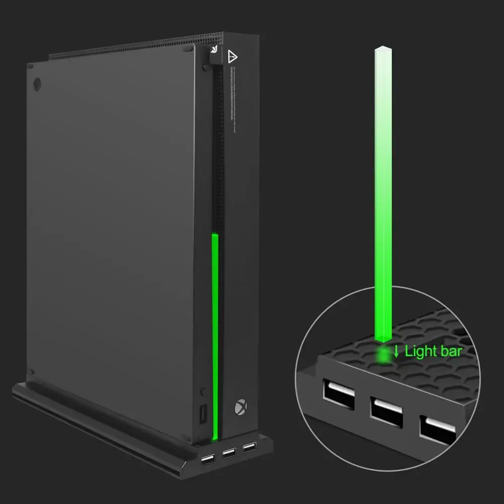 Новая вертикальная подставка для Xbox one X с 3 вентиляторами охлаждения+ 3 концентратор usb-порт Вертикальная охлаждающая база/док-станция для Xbox One X игровая консоль