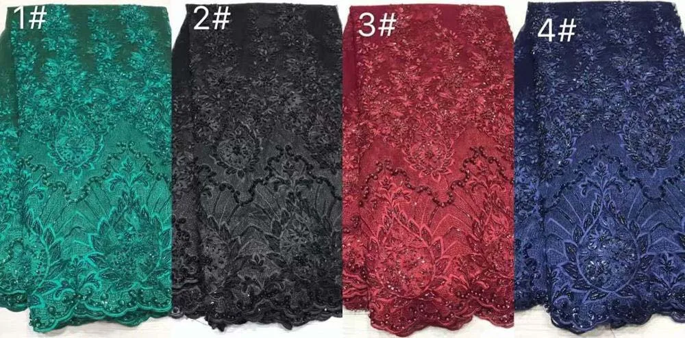 

2019 High Quality African Laces Embroidery Fabrics GREEN Color African Net Swiss Lace Fabric With Stones