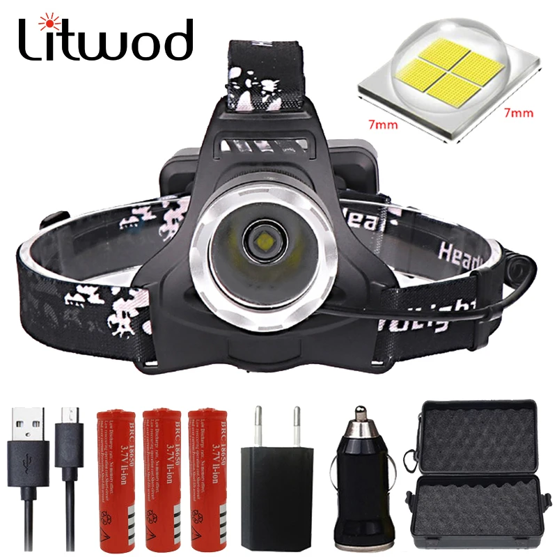 

Litwod Z15 CREE XHP70 2810 Powerful LED Headlamp Hunting headlights Camping waterproof Head Lamp use 3*18650 Batterise