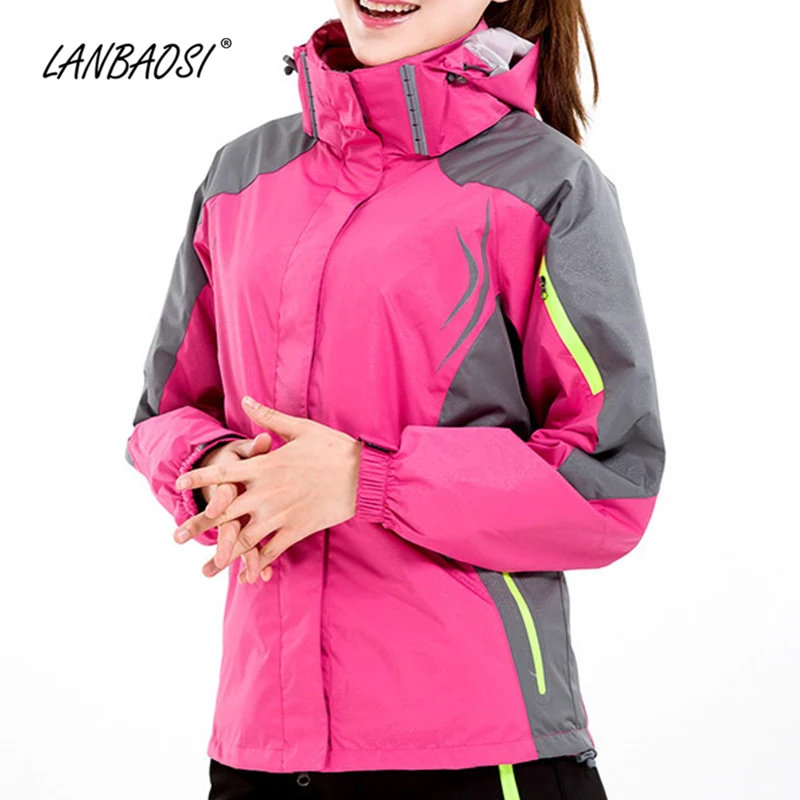 LANBAOSI Windproof Waterproof Jackets for Women Casual Reflective
