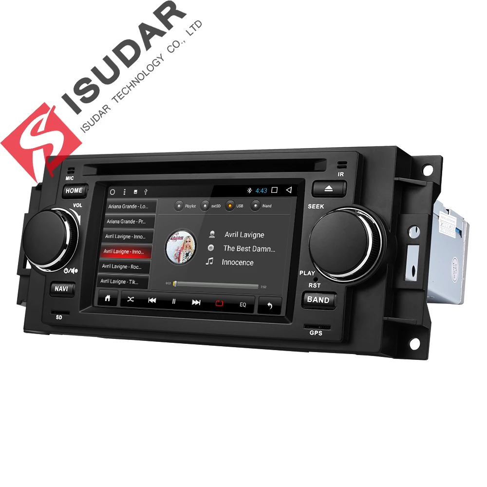 Isudar Автомобильный мультимедийный плеер android 7.1.1 5 дюймов для Chrysler/300C/Dodge/Jeep/Commander/Compass/Grand Cherokee радио gps DVD