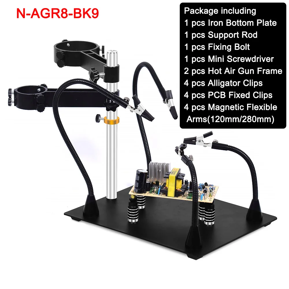 electronics soldering kit NEWACALOX Third Pana Hand Hot Air Gun Frame PCB Board Holder Heat Gun Stand Helping Hands Soldering Tool 3X LED Magnifying Glass electronics soldering kit