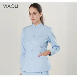 Viaoli медсестра носить сплит костюм с длинными рукавами обувь для мужчин и женщин устные хирург костюм ICU синий зубные спецодежды