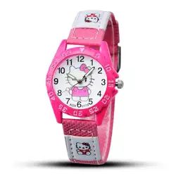 Мода мультфильм hello kitty часы детские часы Дети часы обувь для девочек часы кожаный ремешок кварцевые наручные часы Montre Enfant 2019