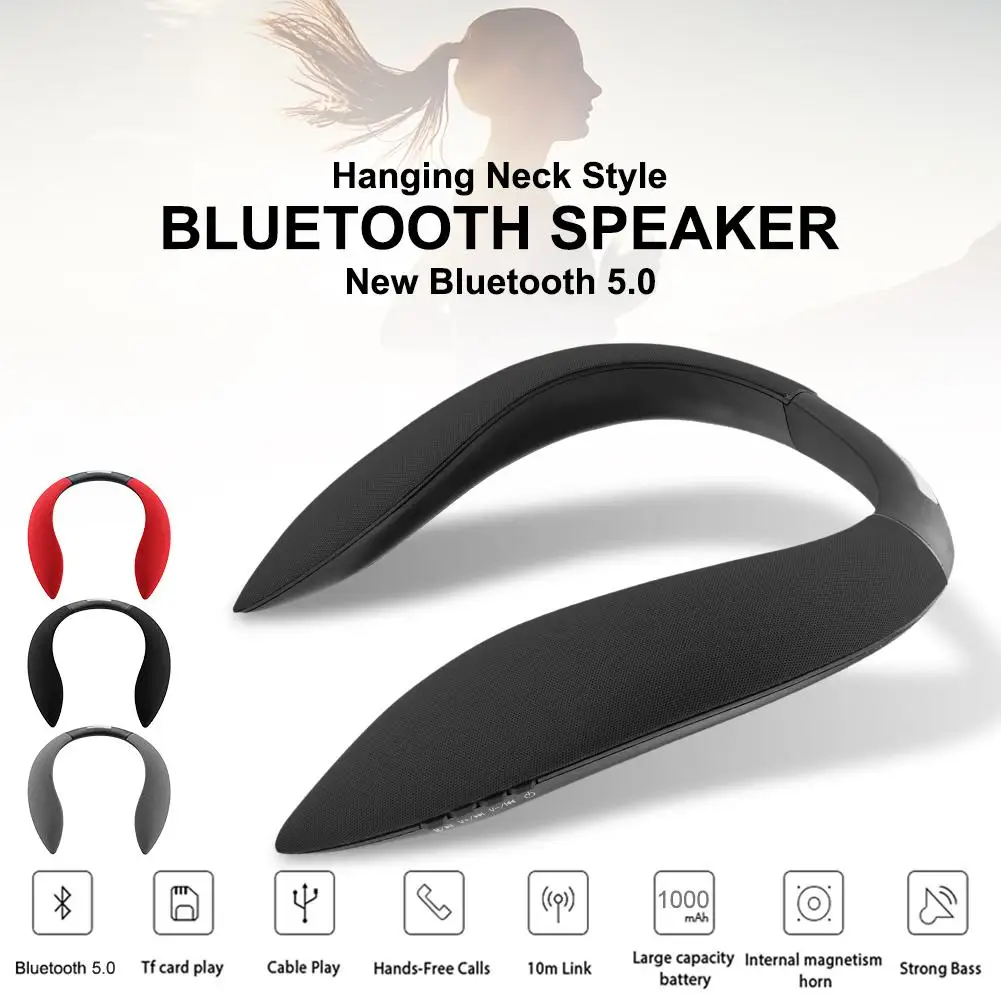 Подвесной Стиль шеи Bluetooth динамик Многофункциональный объемный стерео радио Спортивная Колонка аудио устройство Поддержка Micro SD TF карта