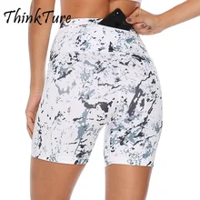 Летние новые спортивные шорты с принтом, женские шорты с карманами, высокая талия, спортивные шорты для тренировок, йоги, короткие леггинсы для спортзала, фитнес-шорты Женщины