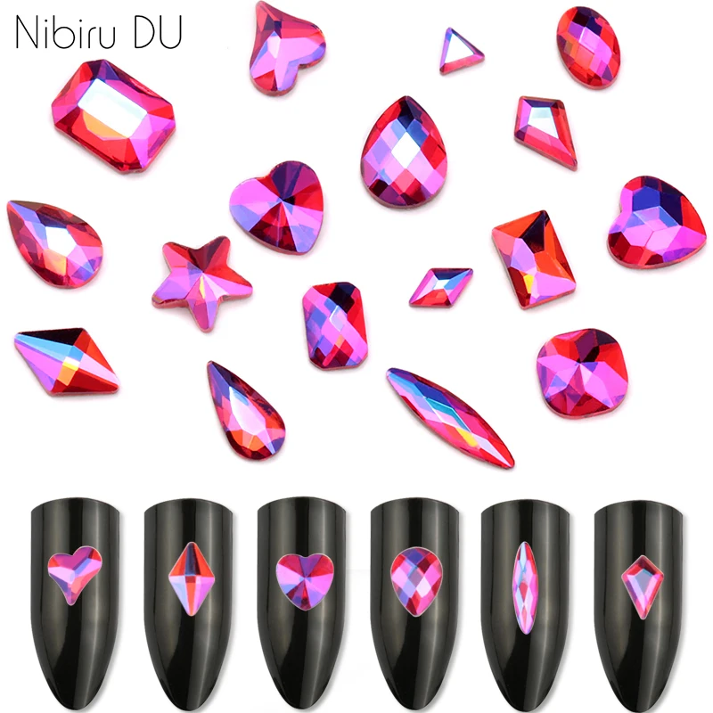 20 pcs Nail Art Decoration Light Siam AB Glass Crystal Stone Flat Back Rhinestones For Nails 3D Decorations Manicure Accessories