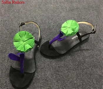 

Big Flower Gladiator Sandals Women Summer Shoes Woman Buckle Strap Suede Flat Women Sandals Casual Shoes Flip Flops Sandalias