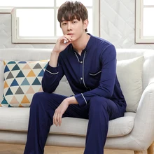 Мужские пижамные комплекты, Повседневная Домашняя одежда, зимние пижамы с длинными рукавами из бамбукового волокна, мужские пижамы, Homme, осенняя Ночная одежда