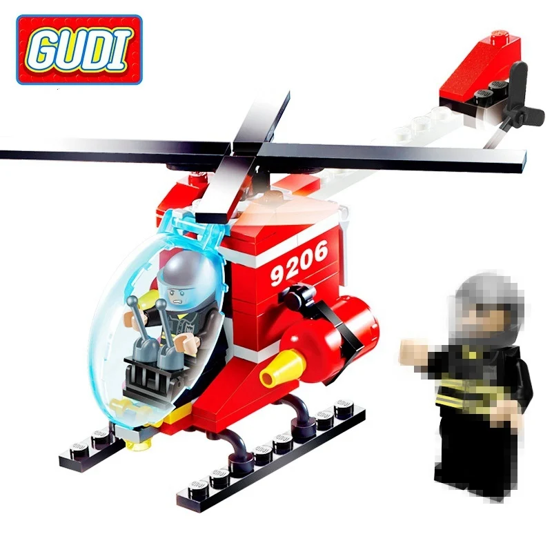 

GUDI Fire Rescue Helicopter 91 Pcs Mini Bricks Without Box Single Sale Assemble Building Blocks Set Toys For Children