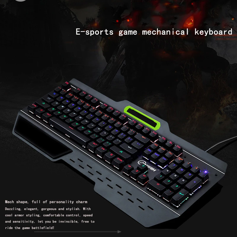 

Real Mechanical Keyboard 104 key Blue Switch LED Backlight Wired Gaming Keyboard Esports Game Mechanical Keyboard