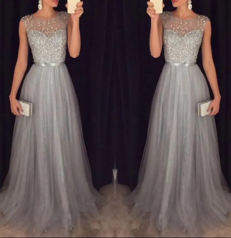 

Fashion Casual Women Ladies Sleeveless Dress Formal Wedding Long Evening Party Ball Prom Gown Dress White Sweet Dress