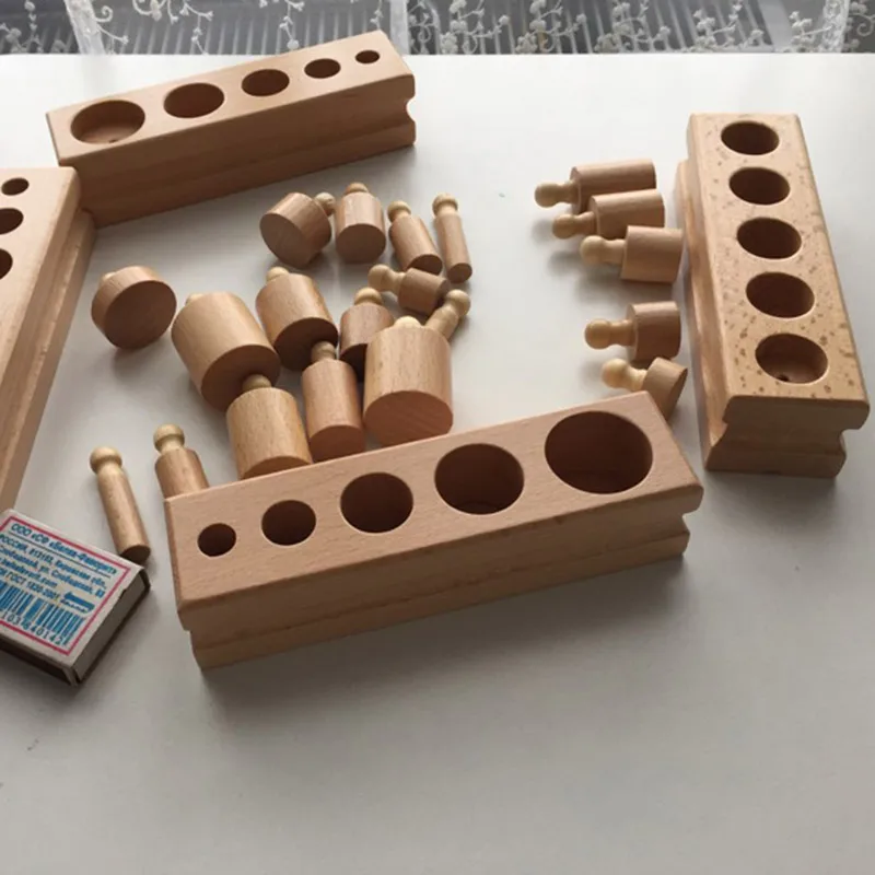  montessori educational wooden toys set for baby children Logoing Cylinder Socket Blocks Toy Baby De