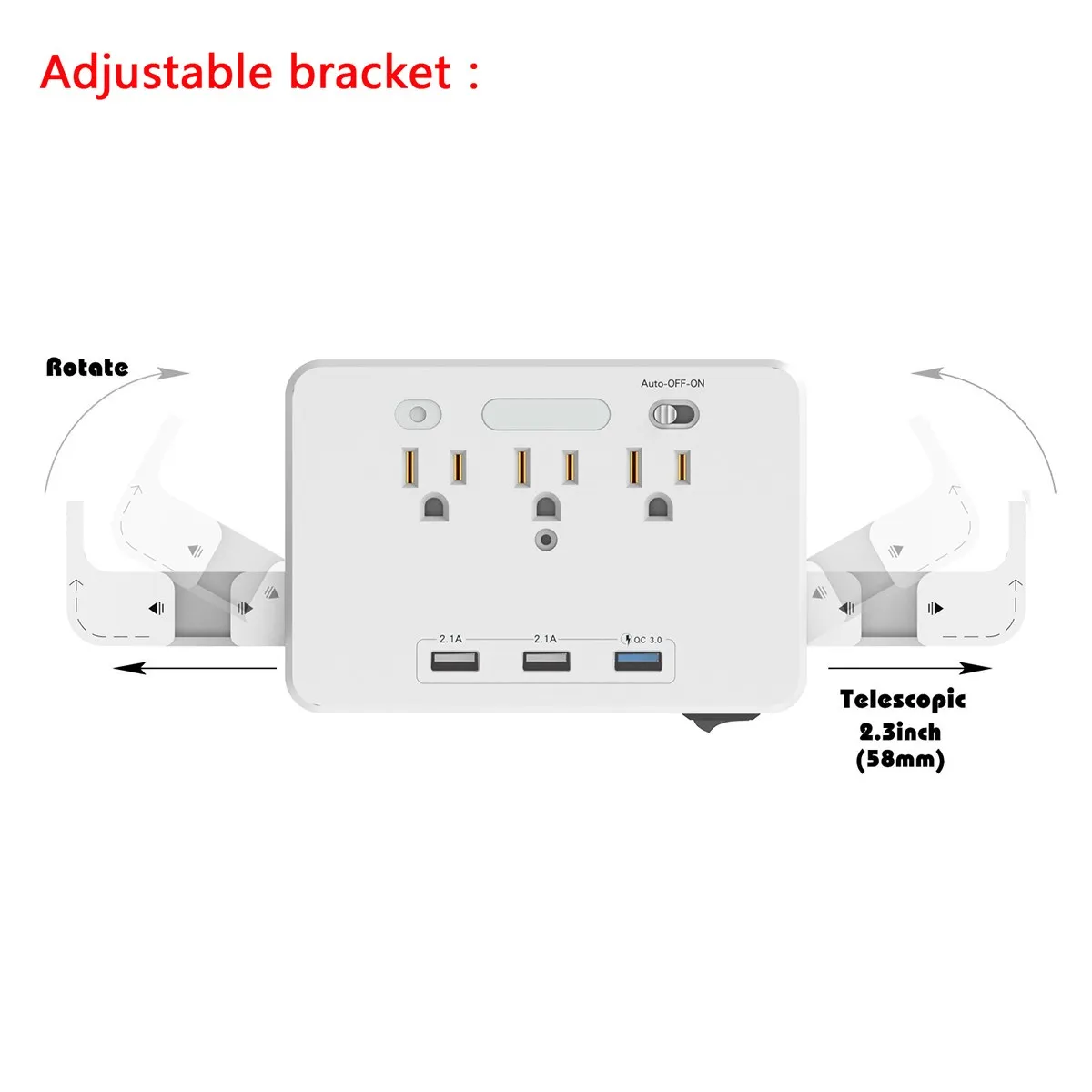 

Pratical US Plug Wall Socket With Phone Support US Socket 3Outlet 38W QC3.0 USB Port LED Night Light Phone Holder Charger Socket