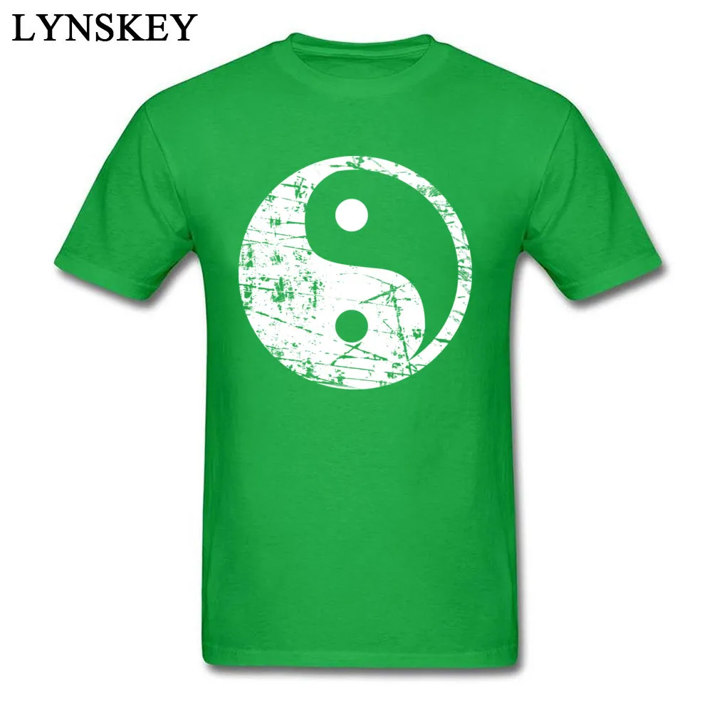 100% Cotton Tops Shirts Yin Yang Grunge - White for Men Casual T Shirts Custom Family O Neck Short Sleeve Tee Shirts Yin Yang Grunge - White green