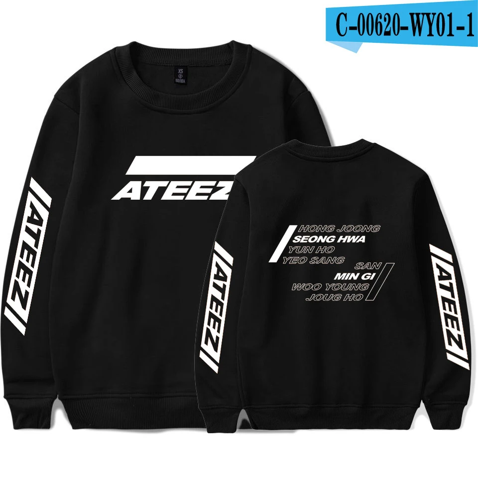 ATEEZ Женская и мужская повседневная одежда горячая Распродажа монолитные толстовки с длинными рукавами толстовки с принтом Kpops плюс размер 4XL - Цвет: WY01-1