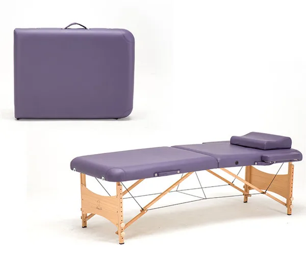 Массаж и релаксация портативный расслабляющий массаж тела кровать стол Лицо Колыбель спа тату складной салон мебель деревянная Массажная кровать - Цвет: purple color