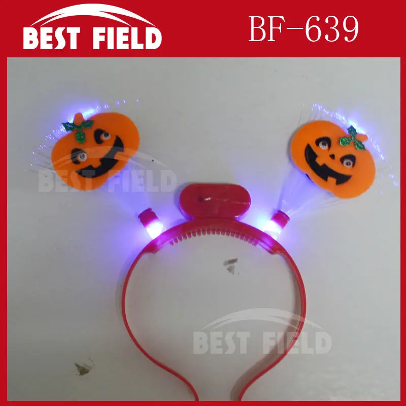 

Free shipping 2pcs/lot led optical fiber headwear Halloween hair accessory props led luminescence pumpkin headband for party