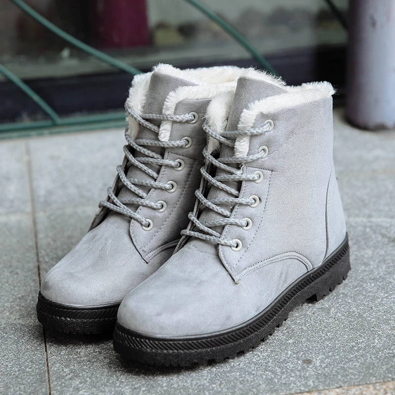 

2018 Women's Winter Fur Shoes Brand Fashion Boots Women Snow Boots Quality Work Boots Flat Heel Ankle Boots for Women
