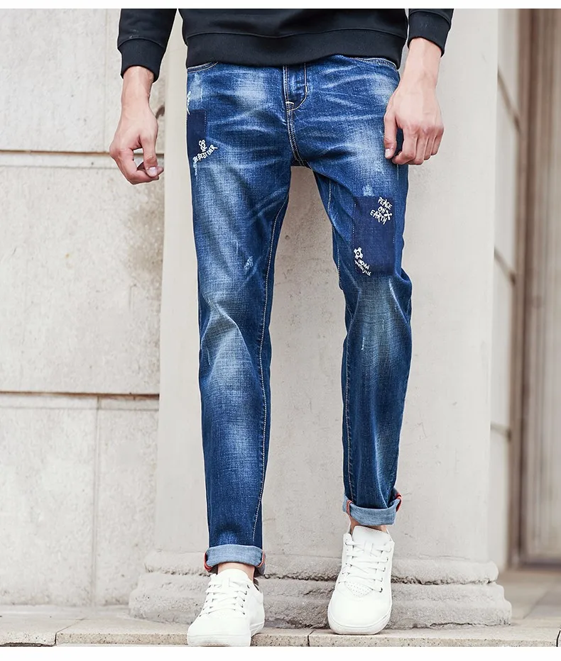 Пионерский лагерь рваные джинсы брендовая мужская одежда высокого качества мужские джинсы модные повседневные мужские джинсовые брюки