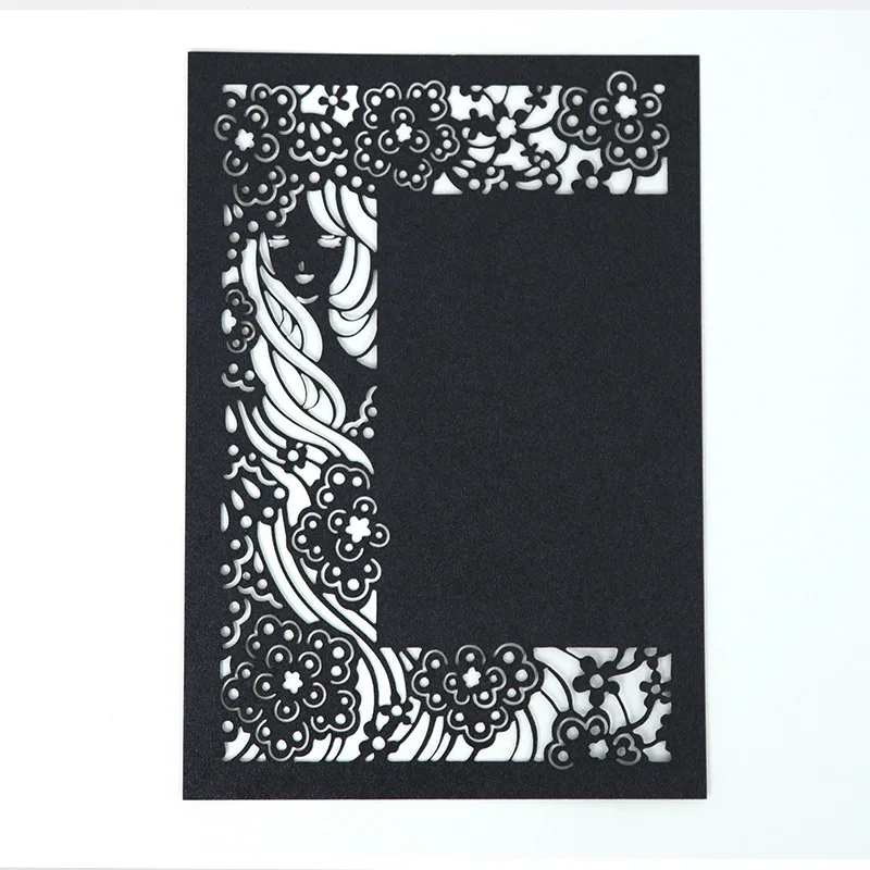 3 шт черный и белый Стиль выдалбливают открытка День рождения Свадебное приглашение конверт для поздравительной открытки Подарочная открытка XF09 - Цвет: 10