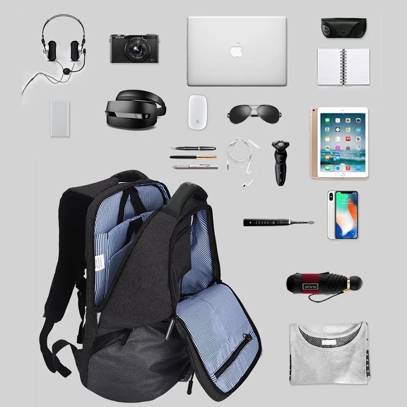  OZUKO New Men's 15.6 Inch Laptop Backpack USB Charging Male Backpacks Schoolbag for Teenager Waterp