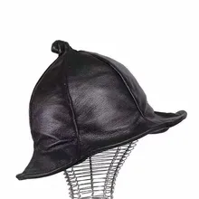 Новое поступление Женская Натуральная кожа федрос натуральная овчина восьмиугольная кепка кожаная шляпа ведьмы черная девочка уличная