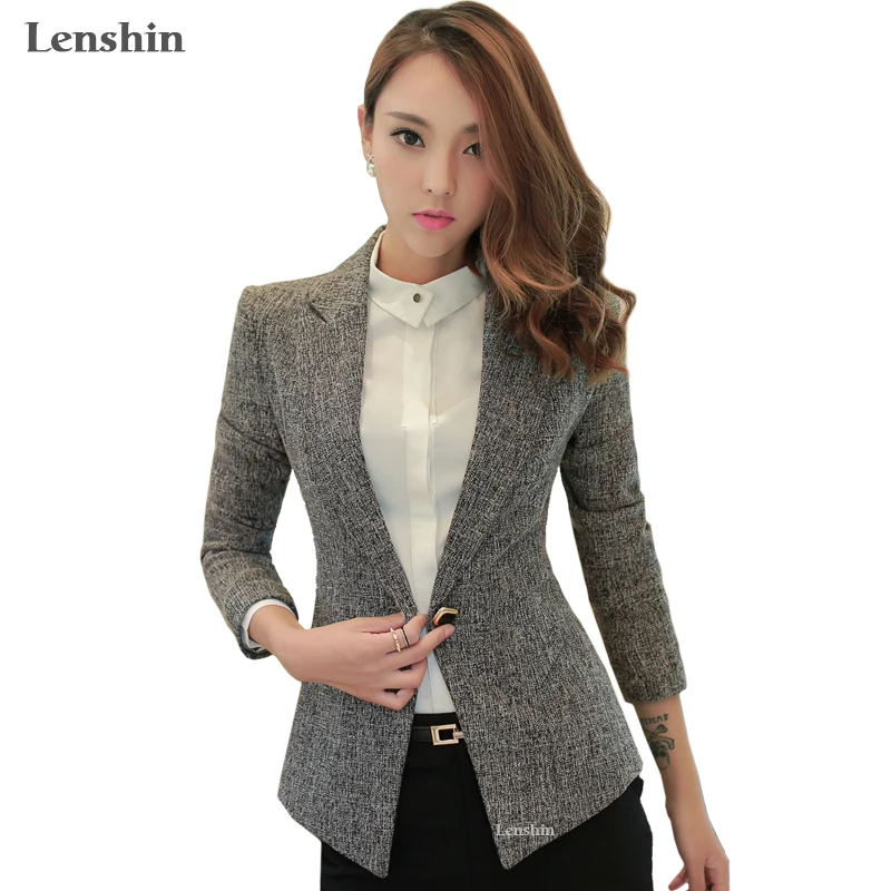 Lenshin Soft Cotton Jacket High Quality Fashion Gray Women