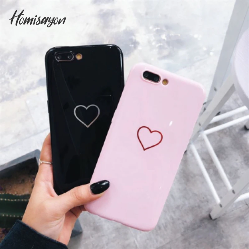 

HOMISAYON Love Heart Painted Graphic Couple Phone Case For iphone 6 6S 7 8 Plus X Couples Back Cover Ultra Thin Matte Hard Coque