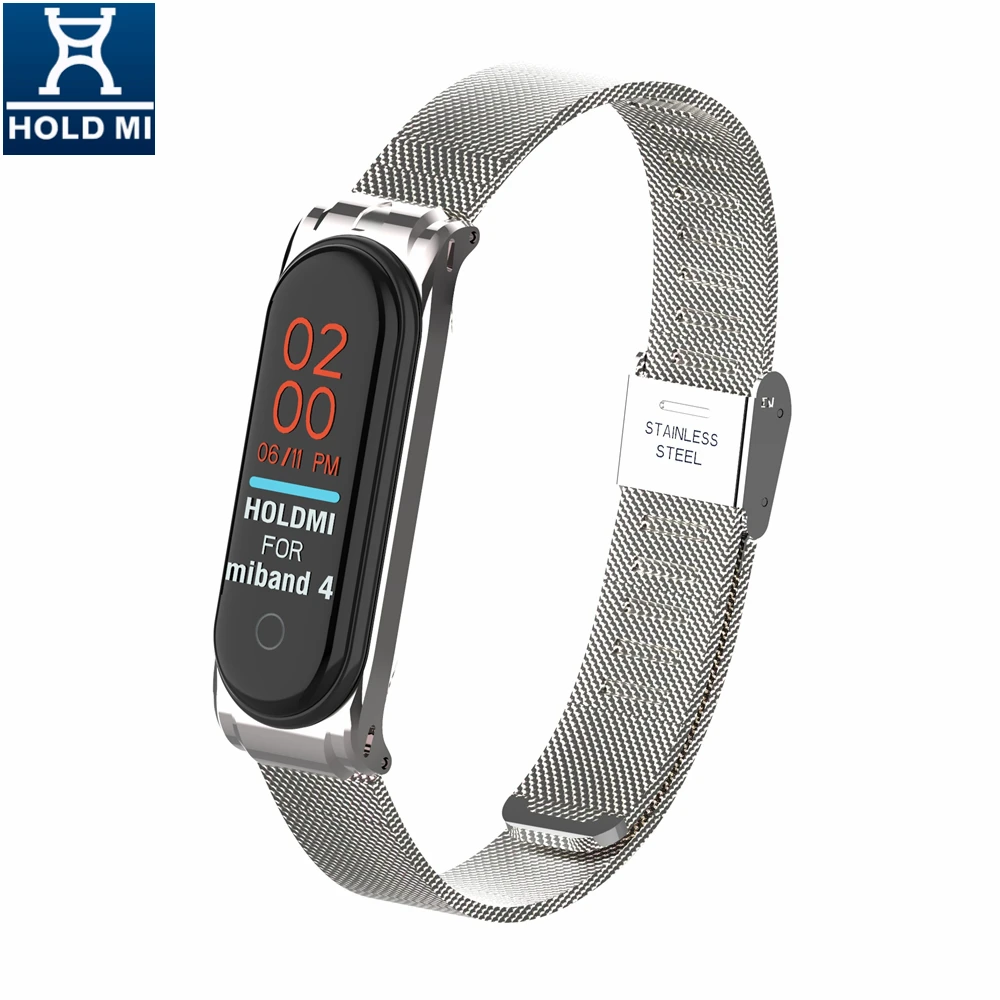Металлический ремешок HOLDMI Xiaomi Mi band 4 стальной для часов Band и 3 умный браслет