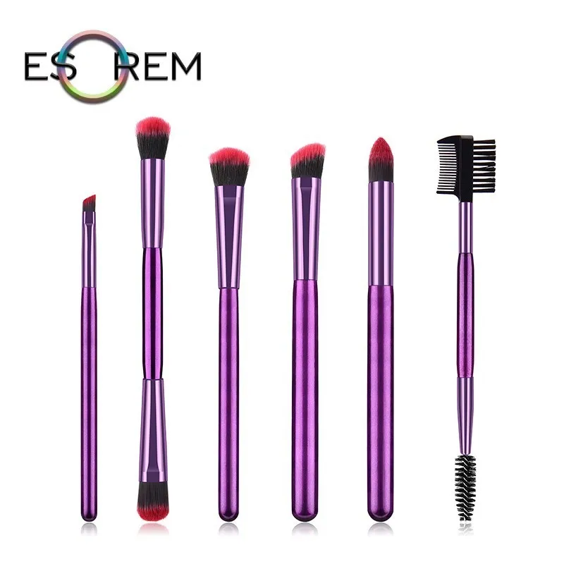 

ESOREM 6pcs Portable Makeup Brushes Synthetic Dual Eye Makeup Brush Set Eyelash Eyebrow Brush Tapered Blush Pinceles Maquillaje