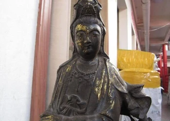 

China Buddhism Copper Bronze Kwan-Yin Guan Yin Bodhisattva Ride on Dragon Statue