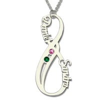 Infinito personalizada Nombre Collar con Piedra Natal Collar Parejas Verticales de Plata Collar de Regalo del Día de San Valentín Para Las Mujeres