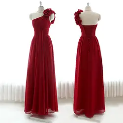 Vestido de noiva longo одно плечо Цветок Новый горячий сексуальный длинный красный шифон формальное платье выпускного вечера 2018 robe de soiree платья
