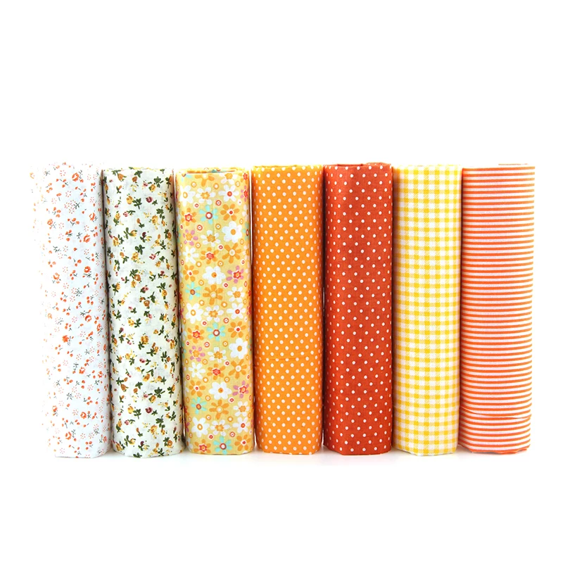 

Hot 7pcs Floral Patchwork Cotton Fabric Fat Quarter Bundles Sewing Textile Patchwork Fabric For Bags Baby Clothes 50x50cm J-7-4