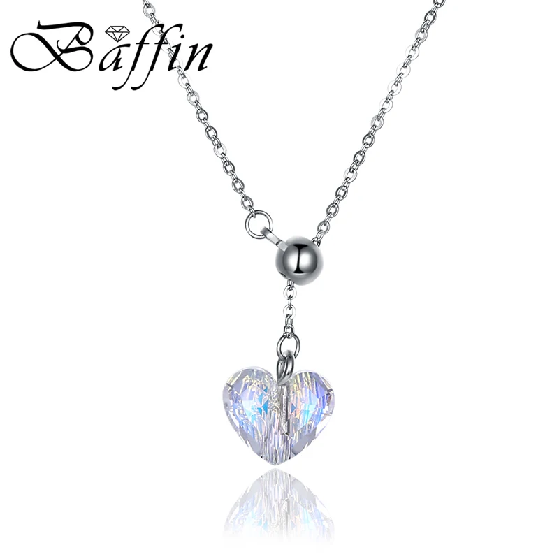 

BAFFIN Cute Mini Heart Pendants Necklace Crystals From SWAROVSKI 925 Sterling Silver Chain Necklaces For Women Mother Jewelry