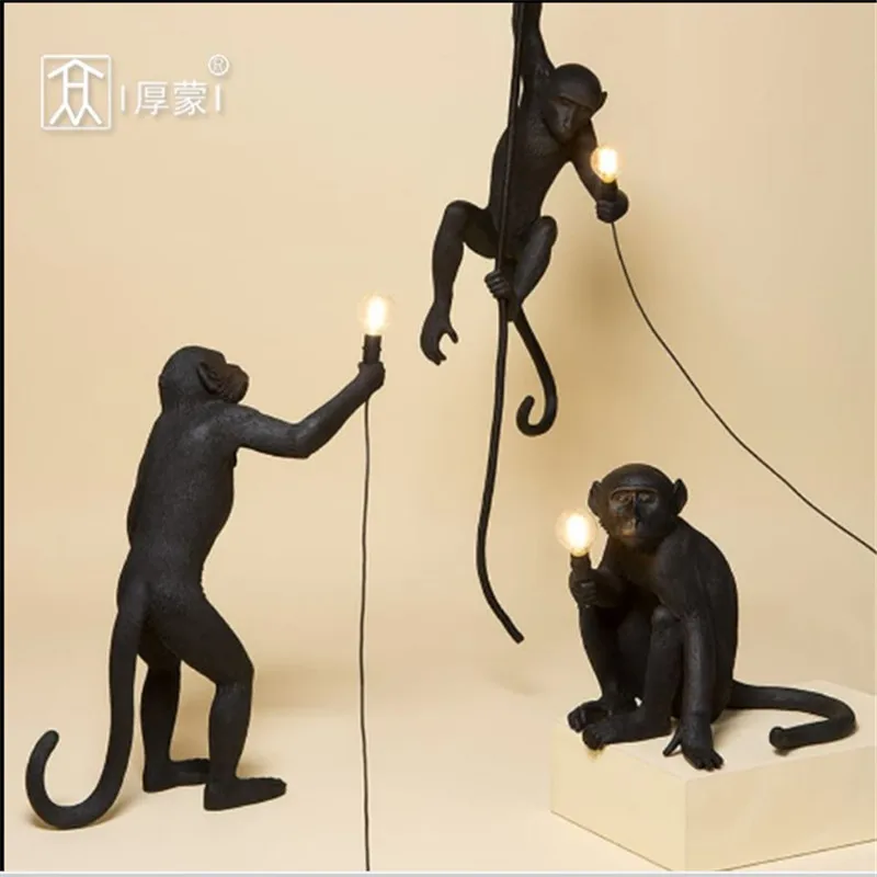 

Nordic Creative Monkey Lamp Table Lights Luminaire Industrial Lighting Hemp Rope Vintage Chandelier Lampadario Moderno Fixtures