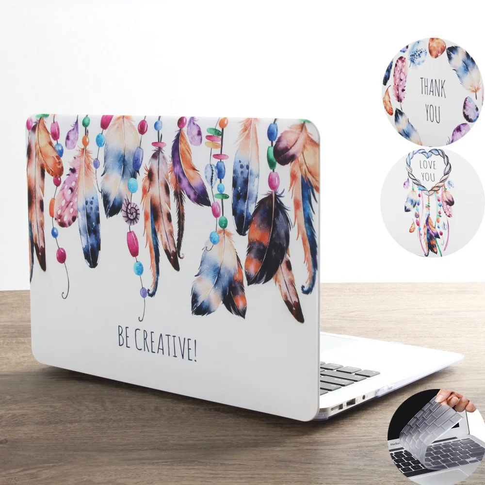 Чехол для ноутбука с рисунком перьев для MacBook Air Pro retina 11 12 13 15 дюймов с сенсорной панелью+ чехол для клавиатуры
