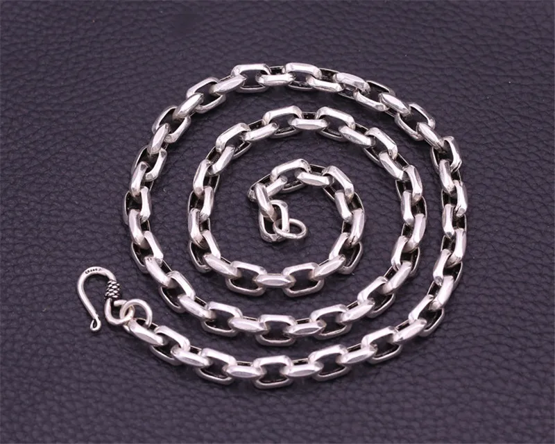 8 мм S925 Серебряная цепочка Ожерелье тайское модное серебро индивидуальное мужское популярное толстое ожерелье