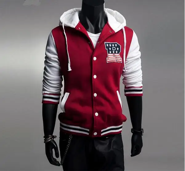 Fashion Hooded Jacket Men's Casual Slim Jackets Male Coat R Letter