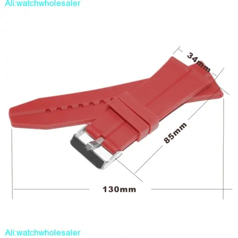 34mm Red Silicone Jelly Rubber Men Lady Watch Band Straps WB1045D34JB
