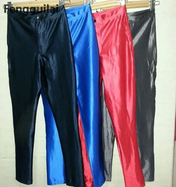 2018 American Style Pencil Pants Shiny Disco Pants High Waist Women 'S Trousers Leggings Pants Pants
