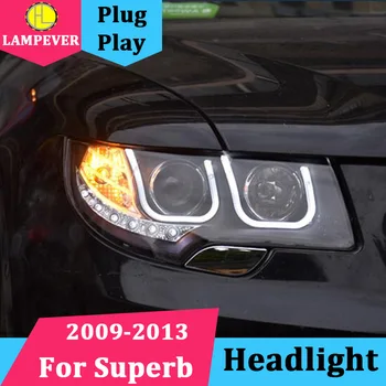 

Lampever for Skoda Superb Headlights 2009-2013 Superb LED Headlight DRL Lens Double Beam H7 HID Xenon bi xenon lens Head lamp