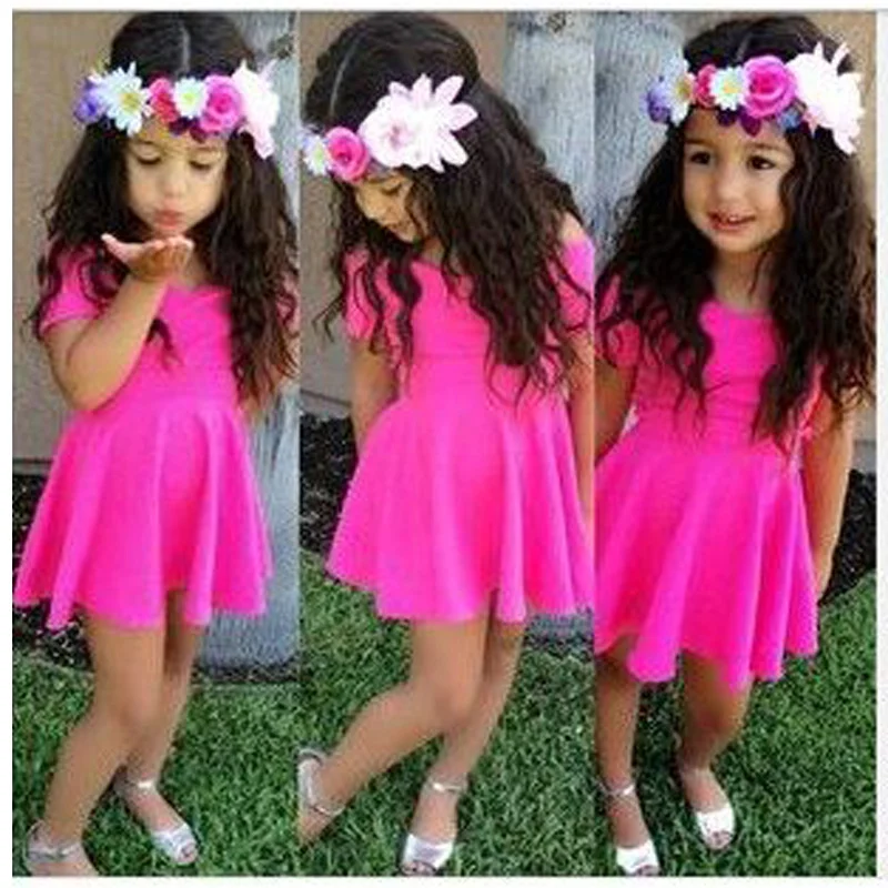 

Casual pink girls summer dress lovely girls minnie dress DS15