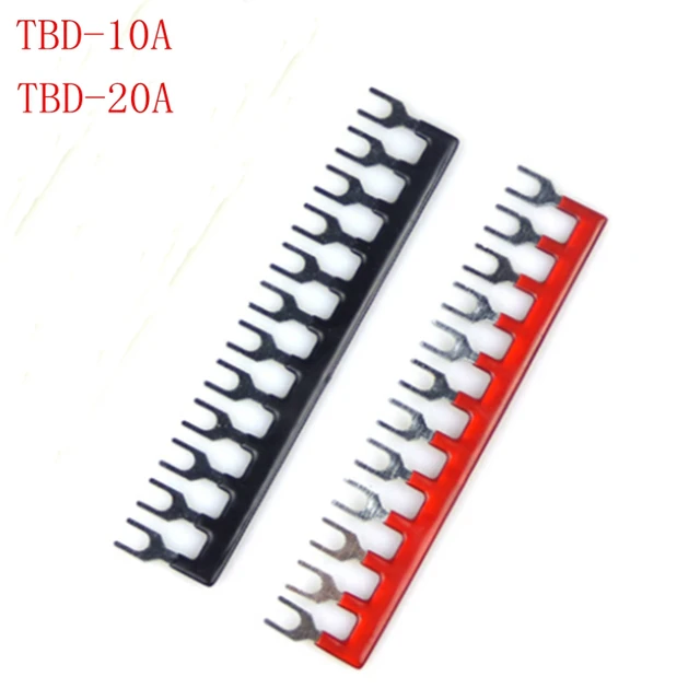 1pcs TBD10A20A Jumper 10 position 10A Terminal Strip Red Blackin