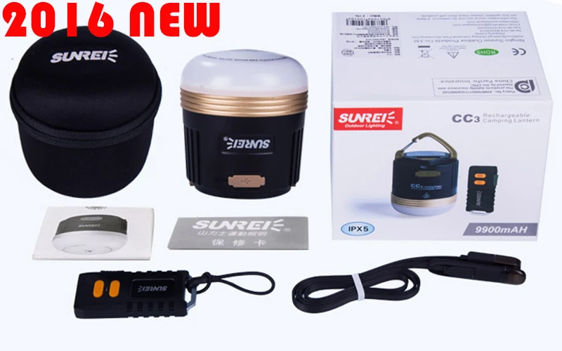  SUNREE Outdoors Camp CC3 550 lumens 5W LED Camping Light USB IPX5 Rechargeable Lamp with 9900mAH Ba