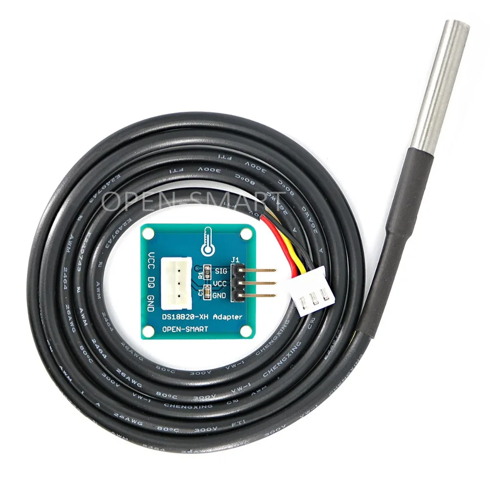 Водонепроницаемый DS18B20 датчик температуры(100 см)+ DS18B20 модуль адаптера с XH2.54-3P для Arduino