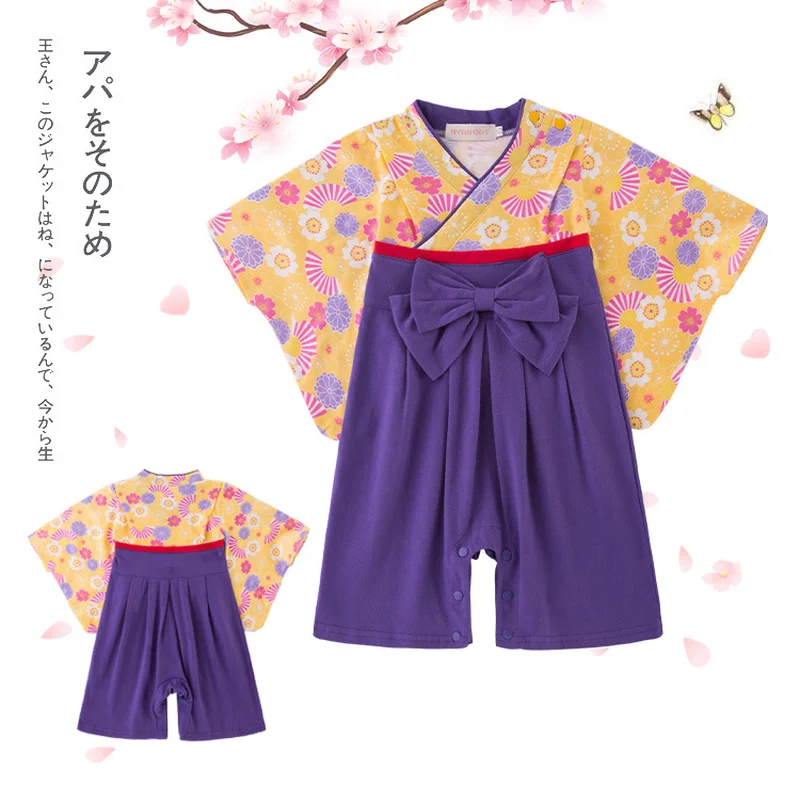 

Baby Girl Halloween Children Japanese Kimono Traditional Costumes Kids Yukata Romper Newborn Jumpsuit Funny Infant Clothing Sets