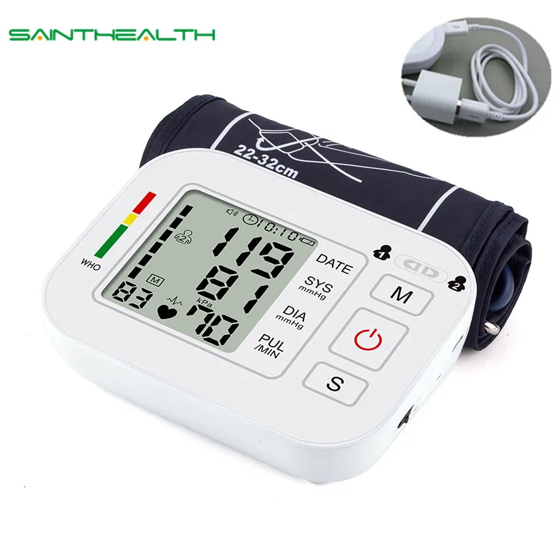 Baratos Equipo Médico tonómetro Digital tensor del brazo superior Monitor de presión arterial medidor dispositivo medidor BP para medir